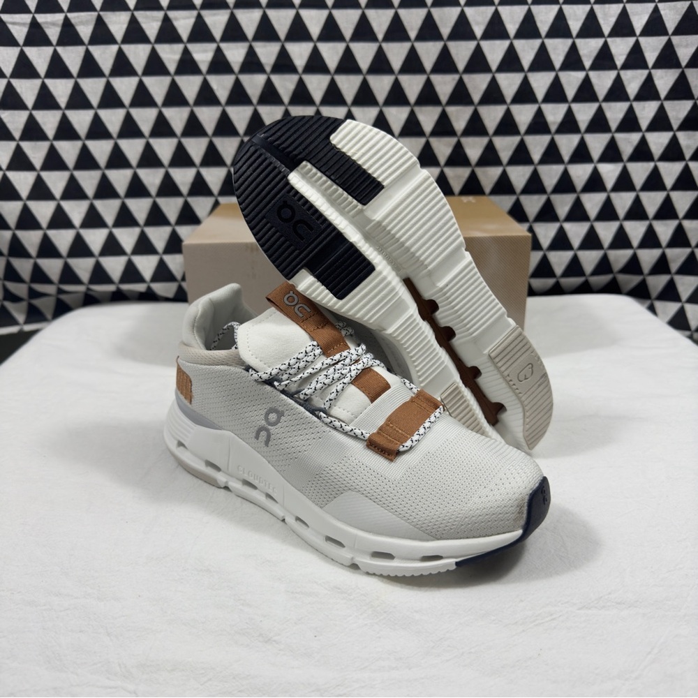 On Running Women's White and Tan Sneakers